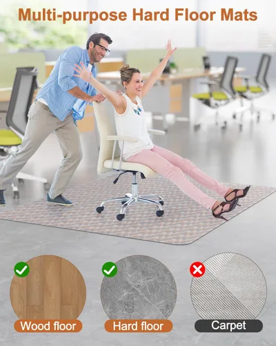 Miniatura 2 de Blvornl Tapete grande para silla de oficina para suelo de madera dura, tapete para silla con ruedas para madera dura, protector de suelo duro Gris