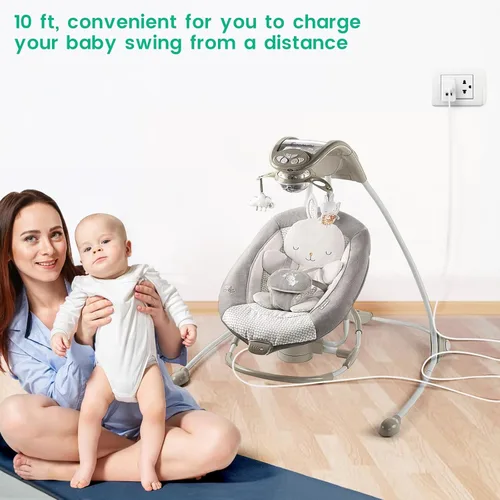 Miniatura 2 de Cable de alimentación DuetSoothe de 5 V para Graco Simple Sway – Reemplazo del cargador Snugapuppy de 6 V para Fisher Price, Ingenuity Swing, 10