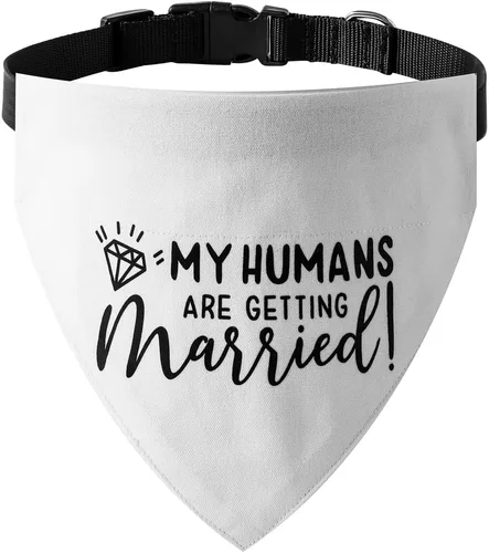 Miniatura 7 de El mejor collar de bandana de boda para perro, bandana de compromiso ajustable para mascotas con hebilla de liberación rápida y anillo en D