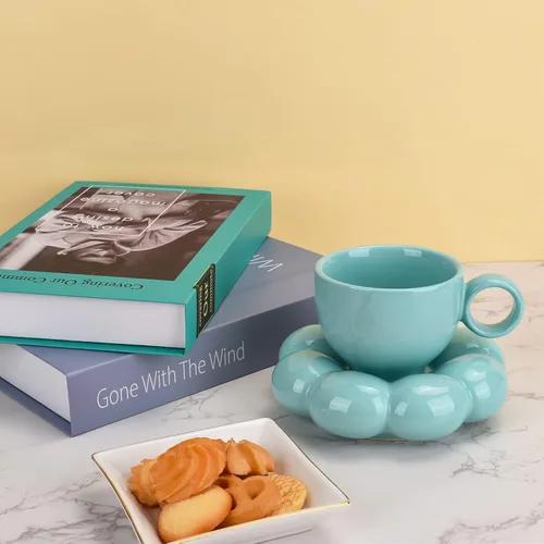 Miniatura 6 de Koythin - Juego de taza de café de cerámica con platillo, taza creativa y linda con posavasos de girasol para oficina y hogar, apta