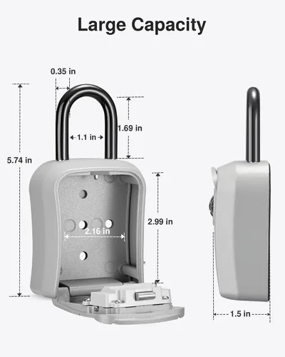 Miniatura 6 de Caja de Seguridad con Llave Puroma, Caja de Seguridad Portátil con Combinación para Montaje en Pared para Almacenamiento de Llaves de Casa, Caja