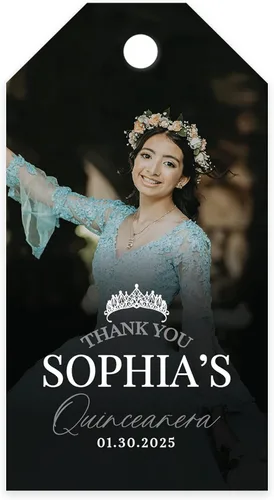Miniatura 19 de Andaz Press Paquete de 40 etiquetas personalizadas para quinceañera con cuerda, mariposas azules etiquetas de agradecimiento personalizadas