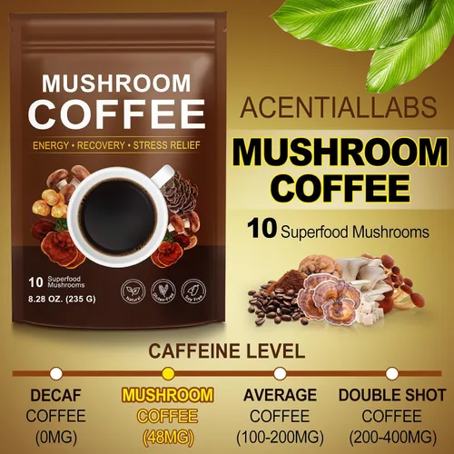 Miniatura 3 de Café de hongos (8.29 oz de gran tamaño), mezcla de 10 hongos superalimentos para energía, recuperación y enfoque, café instantáneo orgánico en polvo