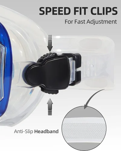 Miniatura 5 de EverSport Gafas de natación para adultos con cubierta para la nariz, máscara de buceo transparente antivaho amplia visión sin borrosidad para Azul