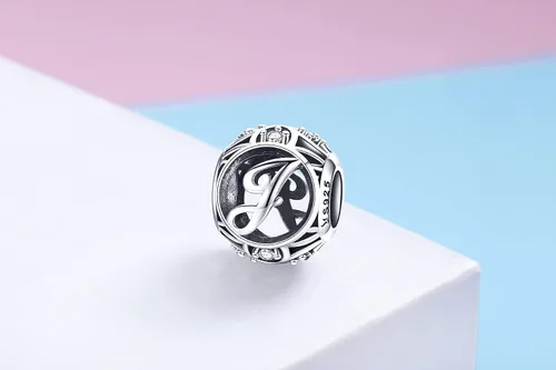 Miniatura 6 de RUKYF Dijes de letras de plata de ley 925 con inicial de la A a la Z para pulseras collares cuentas del alfabeto de circonita cúbica regalos