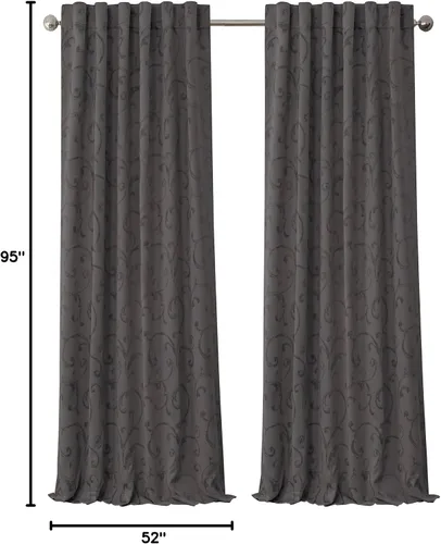 Miniatura 8 de Elrene Home Fashions Mia - Cortina opaca para ventana de jacquard, 52 x 95 pulgadas (1 panel), color gris