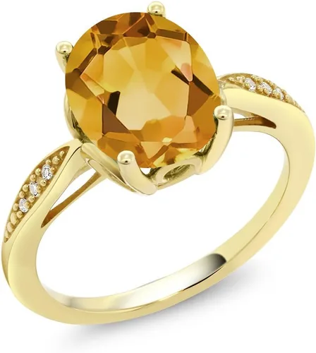 Miniatura 60 de Gem Stone King Anillo de compromiso de oro amarillo de 14 quilates de 2-3 quilates con piedra preciosa ovalada de 0.394 x 0.315 in y diamantes