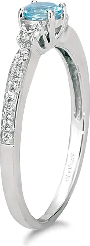 Miniatura 5 de LeVian - Anillo de tres piedras de oro rosa o blanco de 14 quilates, piedra preciosa redonda y diamante de 16 quilates (color H-I, claridad VS2-SI1)