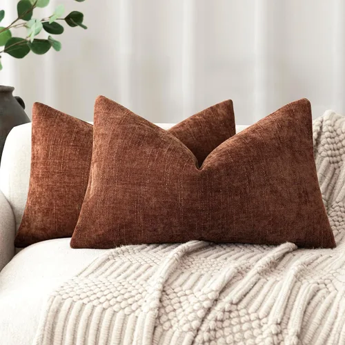 Miniatura 49 de Foindtower - Paquete de 2 fundas de almohada decorativas, cuadradas, cómodas, unicolor, suaves, lumbares, estilo rústico neutro, para sofá, sillón