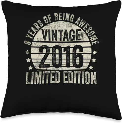 Retro 8th Birthday Gifts Girls Boys Throw Pillow