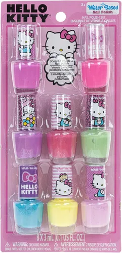 Townley Girl Hello Kitty - Juego de 8 esmaltes de uñas, a base de agua, no tóxico, juego despegable para niñas y niños a partir de 3 años, perfecto