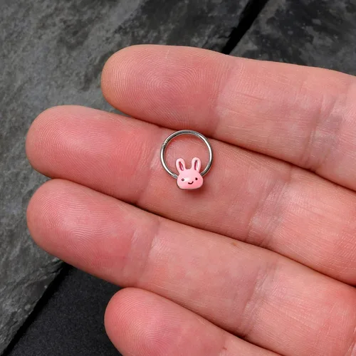 Miniatura 8 de Body Candy Anillo de segmento con bisagras de acero 16G, sin costuras, para pezón, aro de nariz de conejo, 38 pulgadas, Acero inoxidable, Sin gemas.