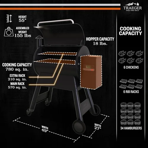 Miniatura 8 de Traeger Grills Pro 780 - Parrilla y ahumador de pellets de madera, combo de parrilla de pellets BBQ 6-en-1, ahumador eléctrico conectado a WiFi
