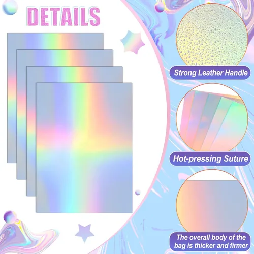 Miniatura 3 de 60 hojas de 9.5 x 7 pulgadas, tarjetas holográficas metálicas, con purpurina iridiscente, colores mezclados, tarjeta de papel reflectante brillante