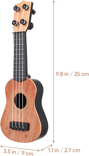 Miniatura 5 de Toddmomy Mini ukelele de juguete para niños de 9.84 pulgadas pequeño modelo de guitarra de plástico instrumento musical juguete educativo
