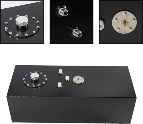 Miniatura 3 de Tanque de celda de combustible universal de 15 galones 57L de aluminio con tapa y sensor de nivel pulido negro