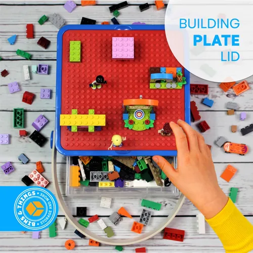 Miniatura 3 de Bins & Things Organizador de Caja Contenedora para Juguetes Pequeños - Estuche de Transporte de Set de Juguetes de Viaje con Tapa Incorporada