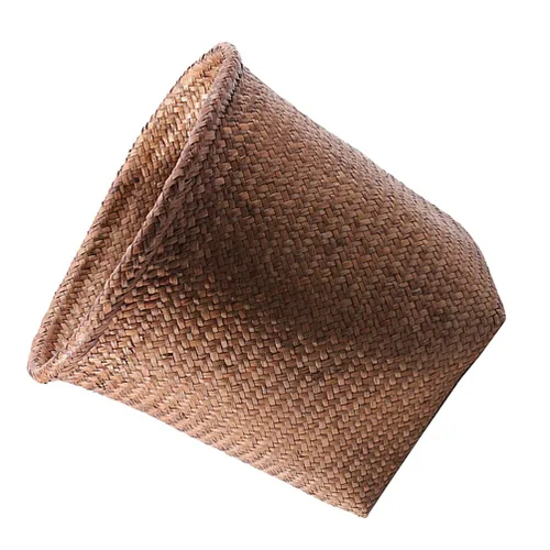 Ipetboom 1 cesta de basura tejida con pajilla, contenedores tejidos para cestas de almacenamiento, cubo de basura de baño, papelera redonda,