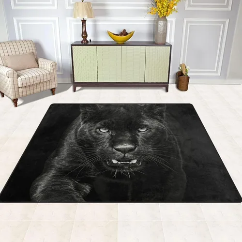 Miniatura 4 de Alfombras grandes con estampado de panteras en la oscuridad, ligeras repelentes al agua, para sala de estar, dormitorio, hogar, terraza, patio, 6