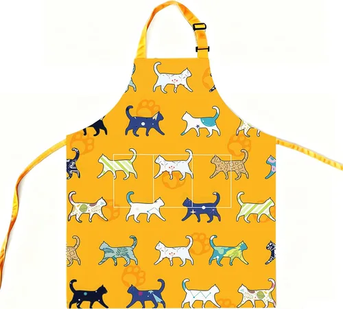 Delantal de gato lindo delantal de cocina para mujeres y hombres, delantales divertidos para cocinar, hornear, pintura, jardinería y fiesta