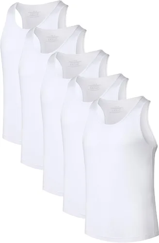 Miniatura 21 de COLORFULLEAF Camisetas sin mangas de rayón de bambú para hombre, camisetas sin mangas elásticas con cuello redondo (1 o 3)