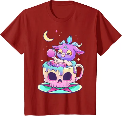 Miniatura 49 de Kawaii Pastel Goth Cute espeluznante Pentáculo Baphomet - Camiseta de cabra, Negro