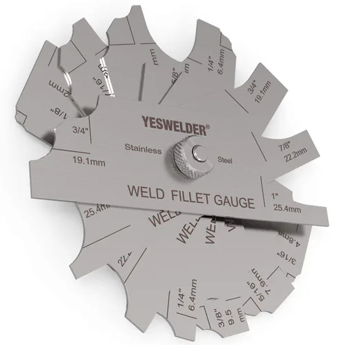 Miniatura 6 de YESWELDER MG-11 Metal Weld Fillet Gages Set (7PCS) 1/8 ''-1 '' Prueba de inspección de soldadura Ulnar MM y pulgadas