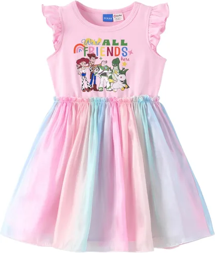 Miniatura 30 de Disney Frozen Elsa Princesa Cenicienta Ariel Jazmín Rapunzel Vestido para bebé/niña, Vestido de manga larga con volantes y superposición de malla