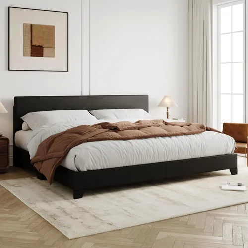 Miniatura 13 de Allewie - Base de cama Queen con cabecero tapizado ajustable, cama plataforma con listones de madera, base de colchón resistente, no necesita Gris