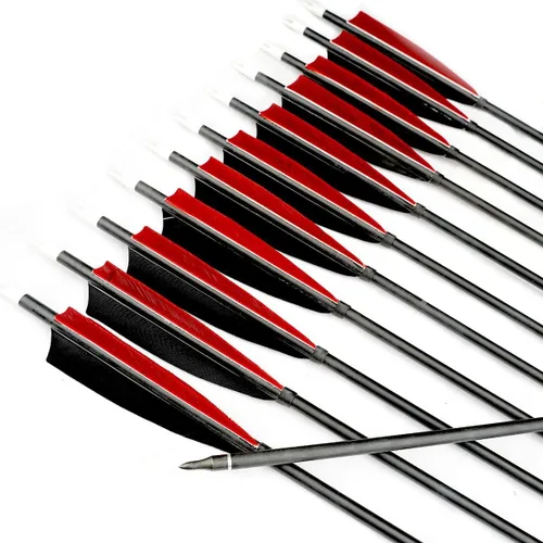 Miniatura 8 de PMZ Tiro con arco de 31 "mezcla de flecha de carbono 6 piezas y 12 piezas para caza arco recurvo