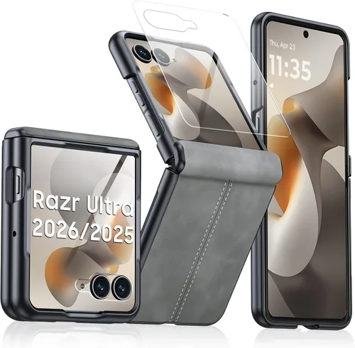 Miniatura 59 de para Samsung Galaxy Z Flip 7 Funda con protección de bisagras y protector de pantalla incorporado, funda de cuero mate de policarbonato ultradelgada