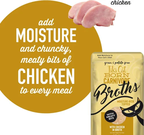 Miniatura 7 de Tiki Cat Born Carnivore Broths - Comida húmeda para gatos, pollo, bolsa de 1.3 onzas (12 unidades)