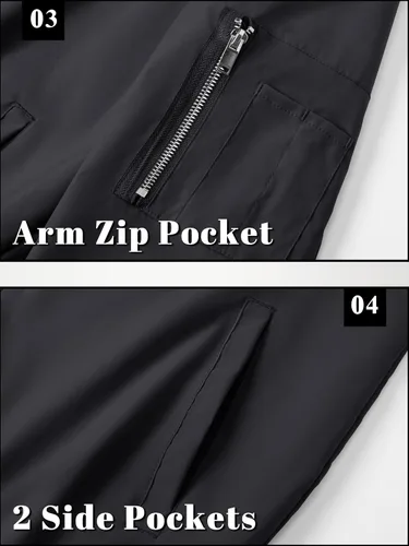 Miniatura 6 de TACVASEN Chaqueta bomber para hombre, ligera, casual, primavera, otoño, cortavientos, con cremallera y bolsillo