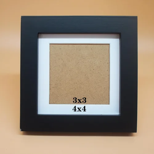 Elegante portarretratos de madera maciza negra de 4 x 4 pulgadas, con paspartú de 3 x 3 pulgadas para fotos de 4 x 4, madera ecológica de alta