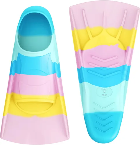 Miniatura 10 de Gintenco Aletas de Natación, Aletas de Natación para Niños para Natación de Vueltas, Aletas de Tamaño de Viaje con Bolsa de Malla, Aletas