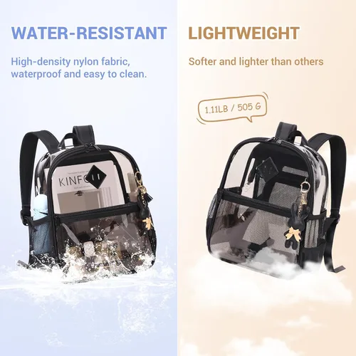 Miniatura 8 de MUSEVOS Mochila transparente para eventos de estadio aprobada 12x6x12, bolsa mini transparente de TPU gruesa con bolsillo frontal para conciertos