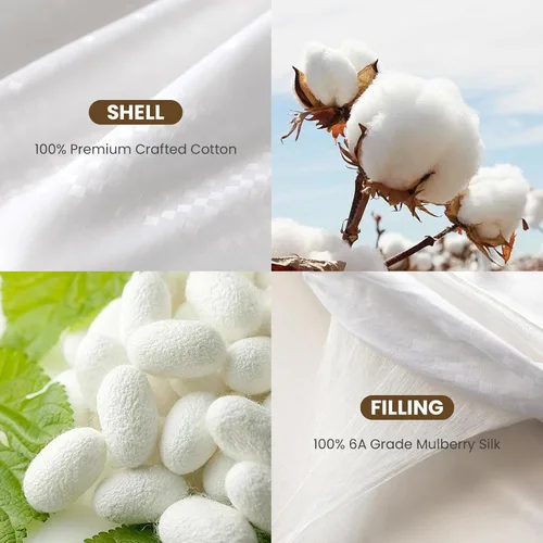 Miniatura 4 de THXSILK Edredón de seda de morera para todas las estaciones, 100% grado 6A, ropa de cama de seda larga natural de grado 6A, carcasa de algodón puro