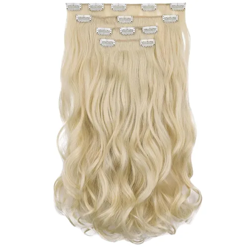 Miniatura 25 de SYXLCYGG Extensiones de cabello negro lacio, 4 piezas, extensiones de cabello con clip de 22 pulgadas, 5.5 onzas, pieza de cabello sintético