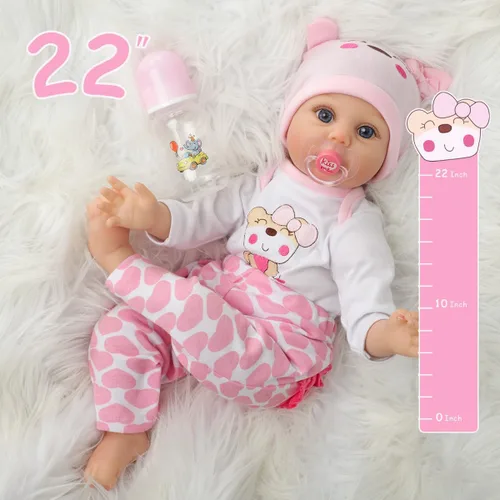 Miniatura 9 de Kdudgso Muñecas de bebé Reborn para niña de 22 pulgadas, muñeca de bebé de silicona realista, muñecas de bebé de la vida real hechas a mano, cuerpo