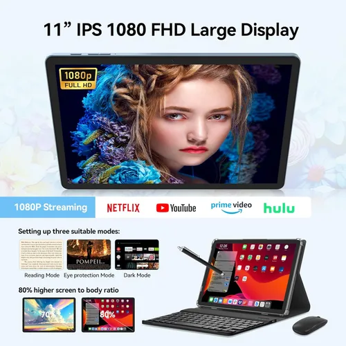 Miniatura 4 de Tablet de 11 pulgadas Android 15, última actualización de 2026, 128 GB ROM 16 GB RAM, tabletas 4G LTE, 5G WiFi+Celular, Octa-Core MTK8786, cámara