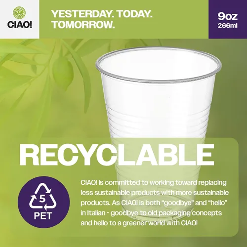 Miniatura 3 de CIAO! Vaso desechable acanalado de polipropileno de 9 oz (caja de 1,000)
