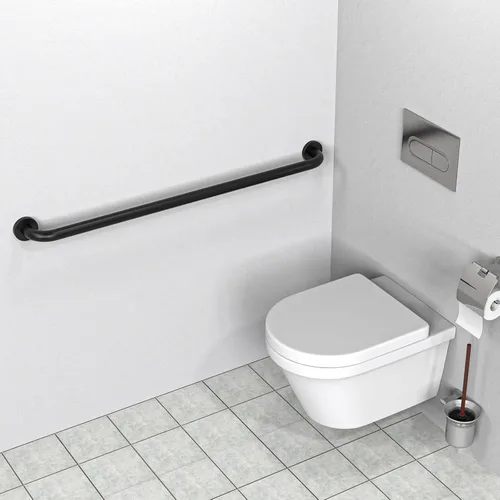 Miniatura 6 de Paquete de 2 barras de agarre para regadera de 40 pulgadas negras, mango de barra de agarre de pared de baño de acero inoxidable ZUEXT, barra