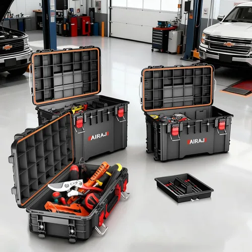 Miniatura 2 de Caja de herramientas portátil con ruedas de alta resistencia, organizador de caja de herramientas apilable modular, caja de herramientas impermeable