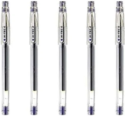 Pilot Hi-Tec-C 04 - Bolígrafo de tinta de gel, punta ultrafina de 0.016 in, tinta azul, LH-20C4, juego económico de 5