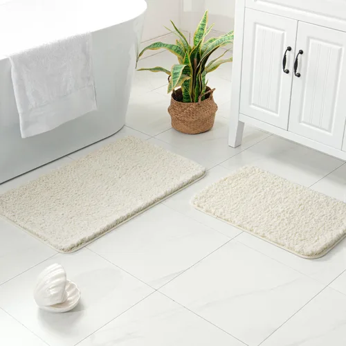 Miniatura 104 de MIULEE Juego de 2 alfombras de baño antideslizantes peludas extra gruesas y suaves, alfombrillas de baño de microfibra suave absorbente de agua