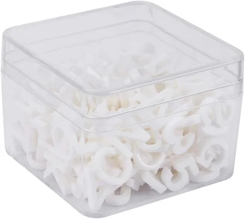 Miniatura 12 de Exceart 200 adornos de resina con parte trasera plana del alfabeto con caja de almacenamiento de plástico para manualidades, álbumes de recortes