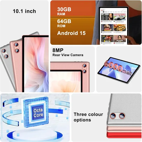Miniatura 3 de 2025 Tablet Android 14 de 10 pulgadas con 22 GB RAM 128 GB ROM 1 TB de expansión, tablets con teclado ratón, Octa-Core, batería de 8000 mAh