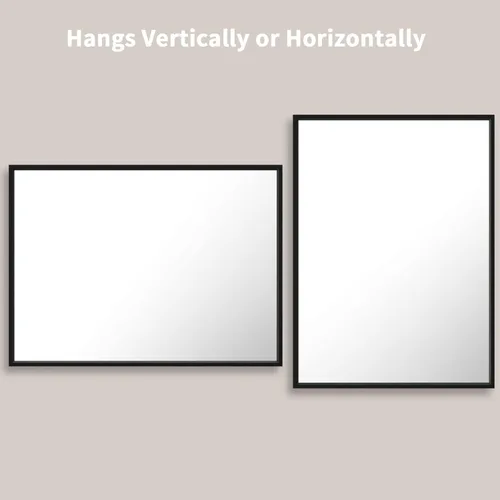 Miniatura 4 de LOAAO Espejo de Baño Rectangular de 22"X30" Negro para Pared, Marco de Aleación de Aluminio Negro Mate, Se Cuelga Vertical u Horizontalmente, Fácil