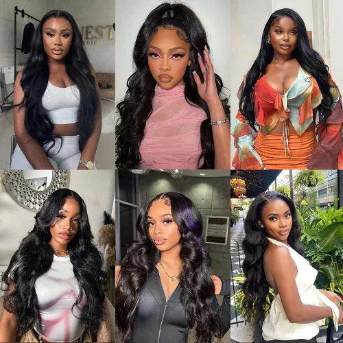 Miniatura 6 de Pelucas de cabello humano con cierre de encaje sin pegamento, prearrancado, con cabellos nacientes, estilo brasileño, para afroamericanas