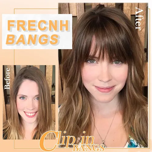 Miniatura 4 de Flequillo con clip, flequillo falso fácil de usar, flequillo de clip en flequillo, extensiones de cabello rubio francés, flequillo sintético